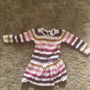 Gymboree Striped Knit Dress in Pink, Brown, and White